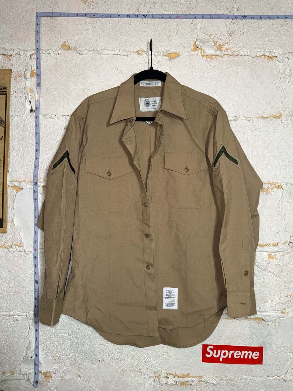 USMC Khaki Shade M-1 Long Sleeve Wool Blend Military Shirt Size 16 x 33